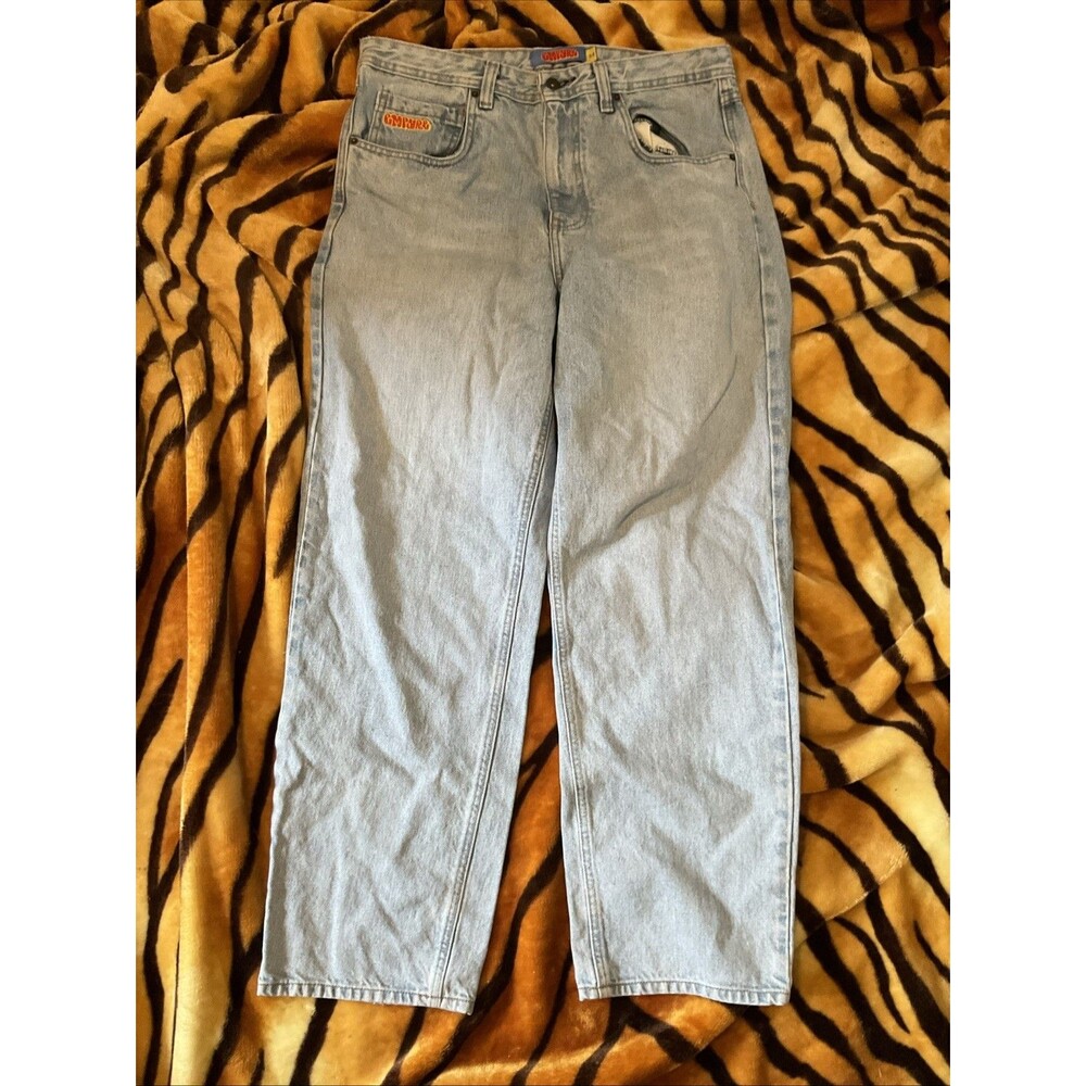 Empyre Light Blue Straight Leg Denim Jeans Men's Cotton Embroidered Logo Pockets
